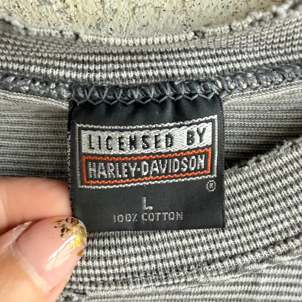 Vintage Harley Davidson T Shirt Striped Biker Tee 90s Distressed Moto‎ Womens L - Picture 7 of 9
